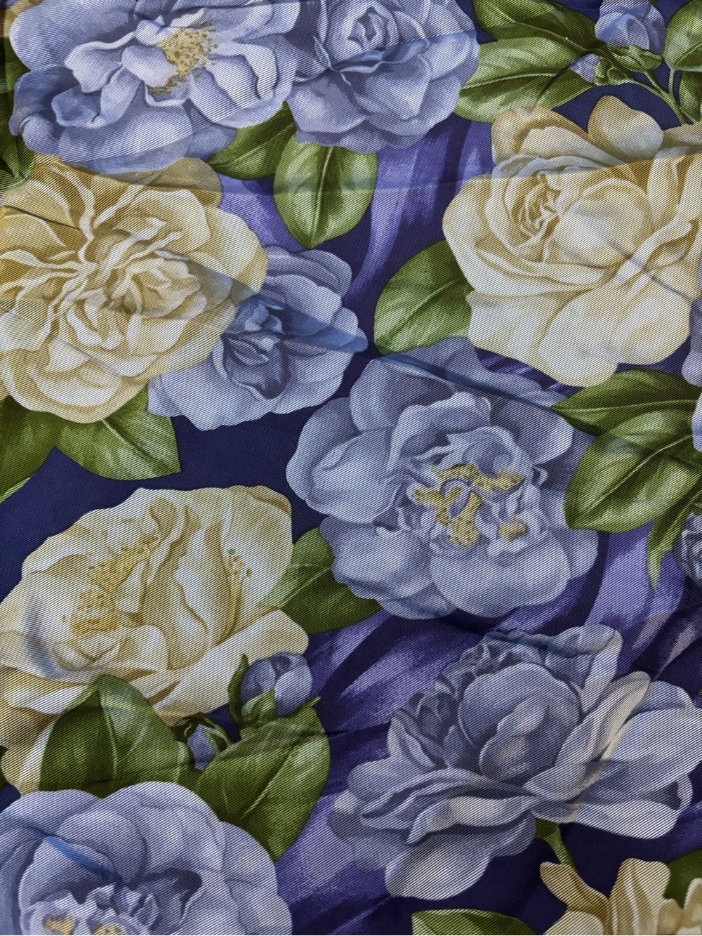 Nordstrom 100% Italian Silk Blue Floral Scarf, 34” x 34” - Picture 5 of 5